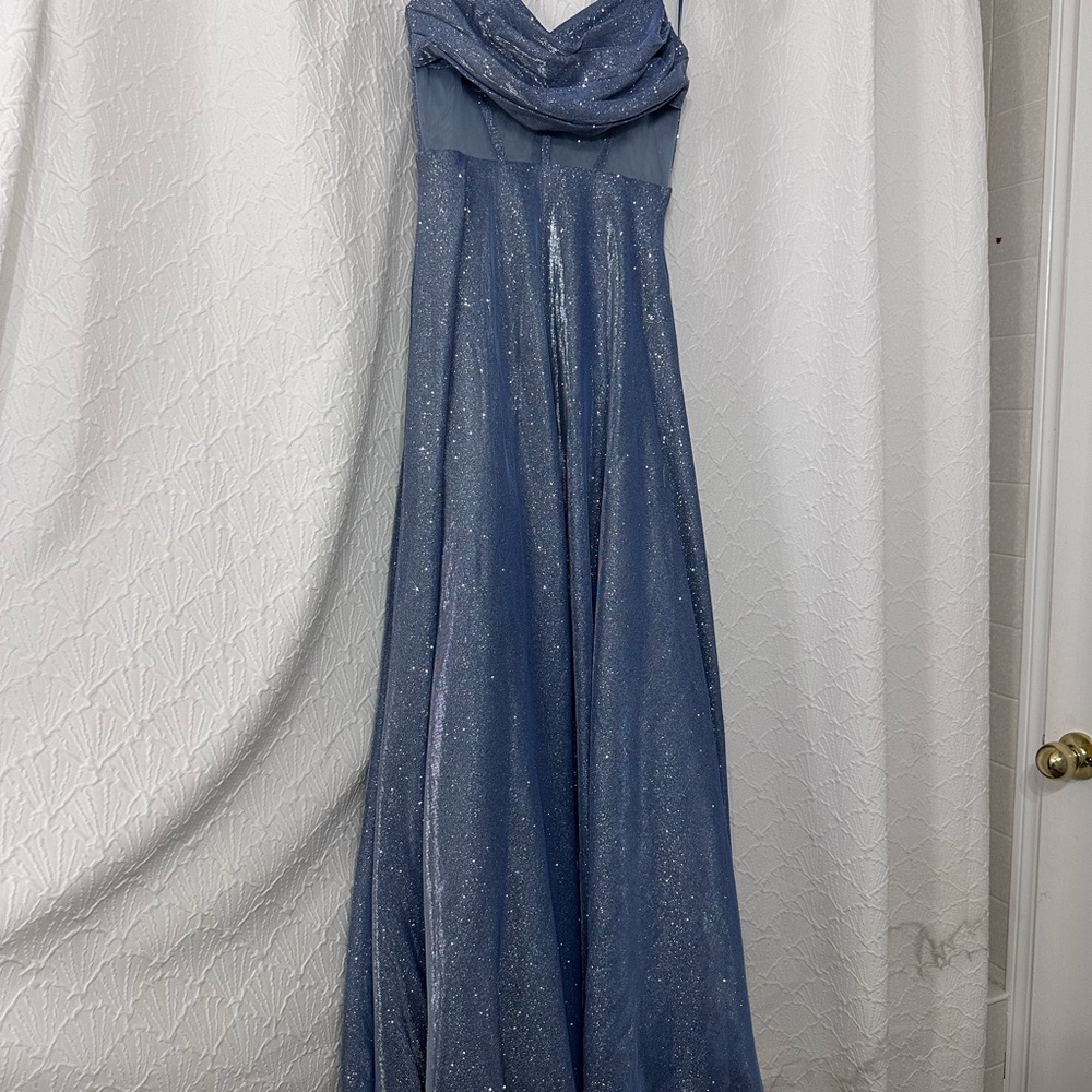Fashion Nova Blue Bustier Prom Gown - Picture 7 of 8